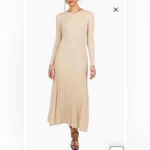 NWT- Petal & Pup Alison Long Sleeve Rib Maxi Dress, Cream, XS